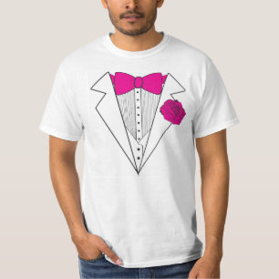 Tuxedo style with Pink Bowtie and Pink Rose T-Shirt