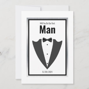 Tuxedo suit and bow tie black and white invitation