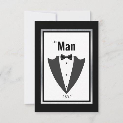 Tuxedo suit and bow tie black and white invitation