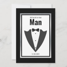 Tuxedo suit and bow tie black and white invitation