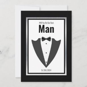 Tuxedo suit and bow tie black and white invitation