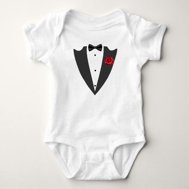 Tuxedo suit and bow tie black and white T-Shirt Ba Baby Bodysuit (Front)