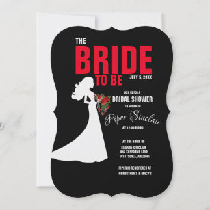 Tuxedo Suit & Bride Silhouette Bridal Shower Invitation