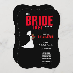 Tuxedo Suit & Bride Silhouette Bridal Shower Invitation