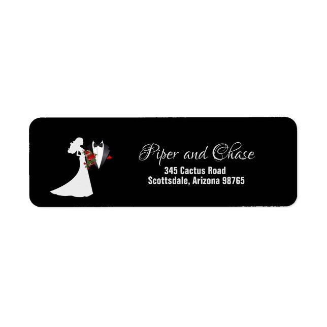 Tuxedo Suit & Bride Silhouette Return Address Label (Front)