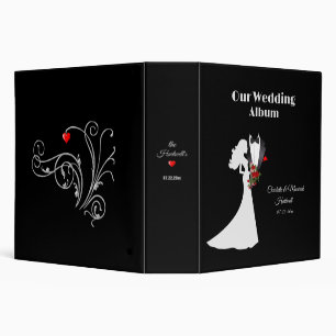 Tuxedo Suit & Bride Silhouette Wedding Album 3 Ring Binder