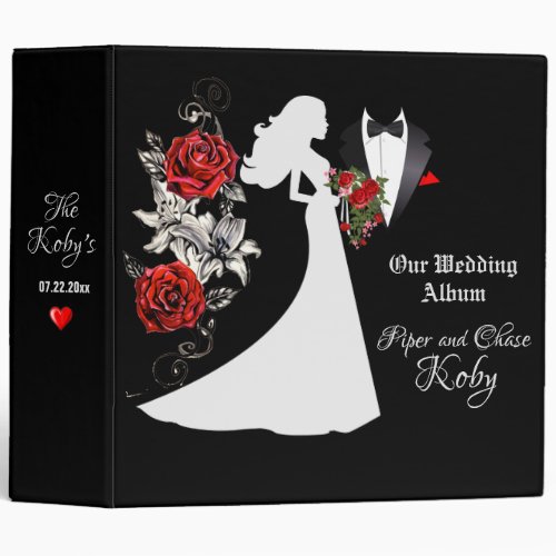 Tuxedo Suit  Bride Silhouette Wedding Album 3 Ring Binder
