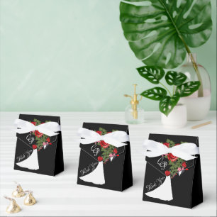 Tuxedo Suit & Bride Silhouette Wedding Favor Boxes