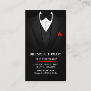 Tuxedo Suit Mens Clothing Modern Clean Business Card