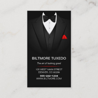 Tuxedo Suit Mens Clothing Modern Clean Business Card