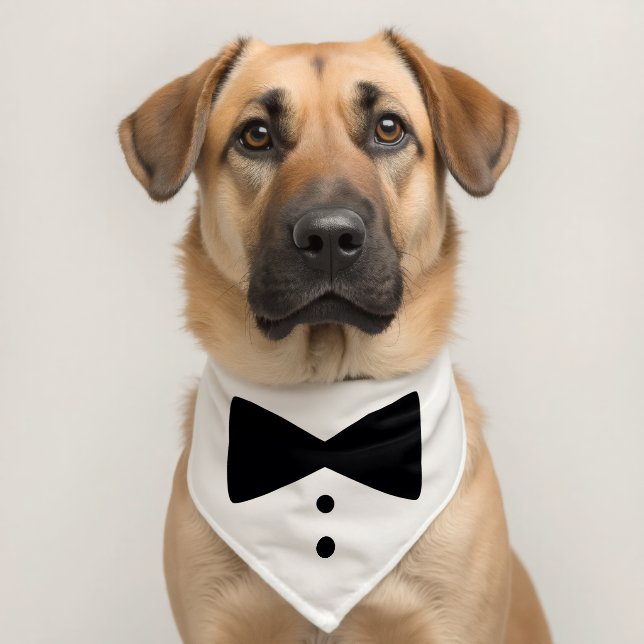 Tuxedo Suit with Bow Wedding Engagement Birthday  Pet Bandana Collar (Dog 2)