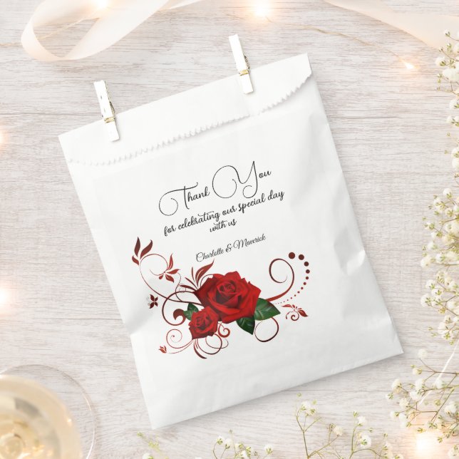 Tuxedo Suite & Bride Silhouette Wedding Favor Bag (Clipped)