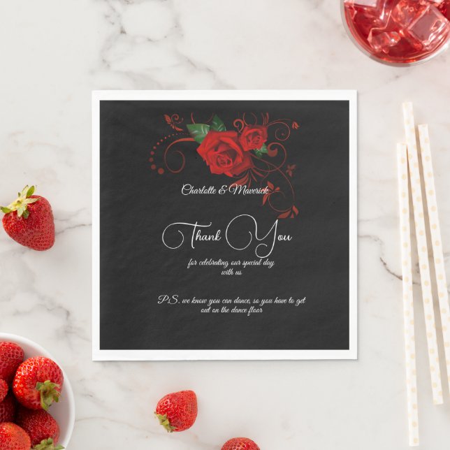 Tuxedo Suite & Bride Silhouette Wedding Napkins (Insitu)