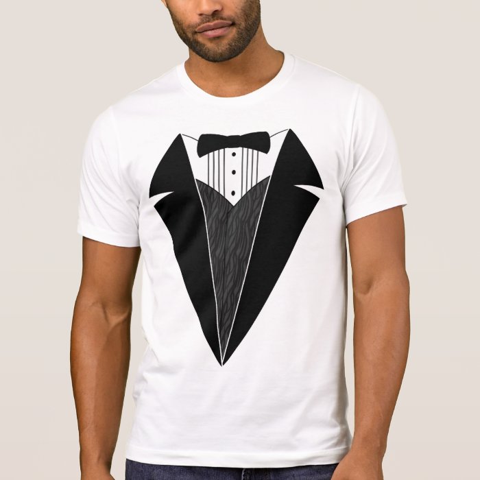 Tuxedo T Shirt, White with Black Bowtie