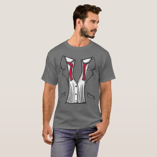 Tuxedo T_Shirt With Red Tie