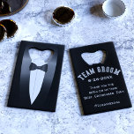 Tuxedo Team Groom Bachelor Party Bottle Opener<br><div class="desc">Are you looking for a gift for your Groomsman or Best Man or any member of Team Groom that is both quirky and useable? Then I think you have found the bottle opener you were looking for. You can personalize it with your wedding date, add a small message and your...</div>