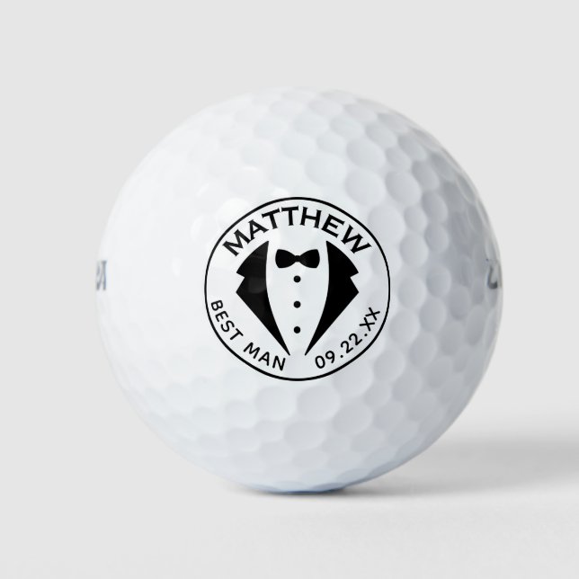 Tuxedo Template Best Man Groomsman  Golf Balls (Front)