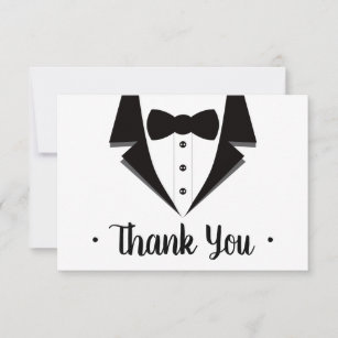 Tuxedo Thank You Card, Black Tie RSVP Card