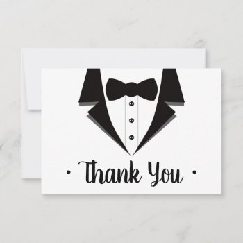 Tuxedo Thank You Card  Black Tie Rsvp Card by DeReimerDeSign at Zazzle