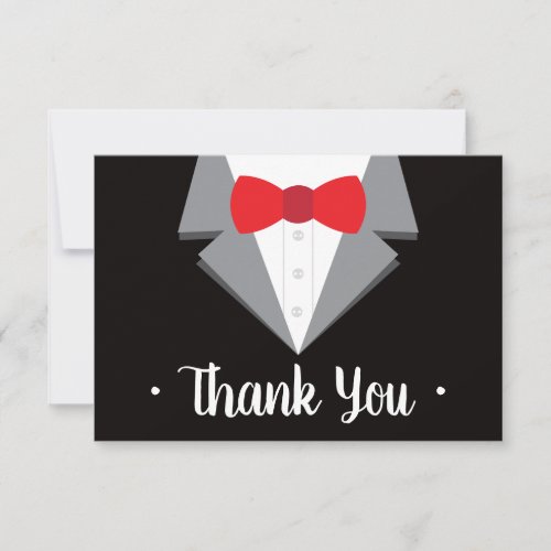 Tuxedo Thank You Card Red Tie RSVP Card