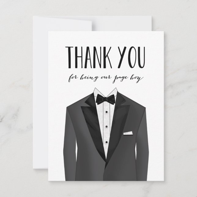 Tuxedo Thank You Page Boy | Groomsman Card (Front)