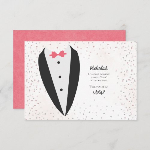 Tuxedo Usher Confetti Proposal Invitation