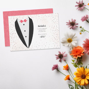 Tuxedo Usher Confetti Proposal Invitation