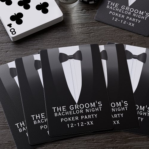 Tuxedo Wedding Bachelor Party Groomsmen Favor Poker Cards