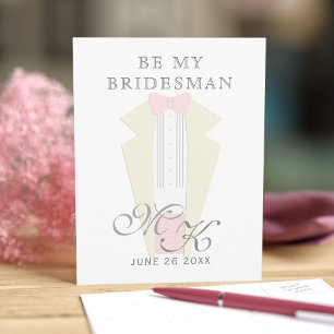 Tuxedo Wedding Be My Bridesman Invitation Postcard