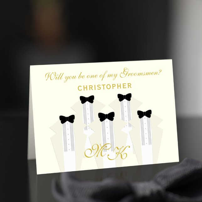 Tuxedo Wedding Black Tie Groomsman Card (Ask your friend to be one of your Groomsmen with this card. He'll say yes)
