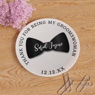 Tuxedo Wedding Bow Tie Groomswoman Favor Trinket Tray
