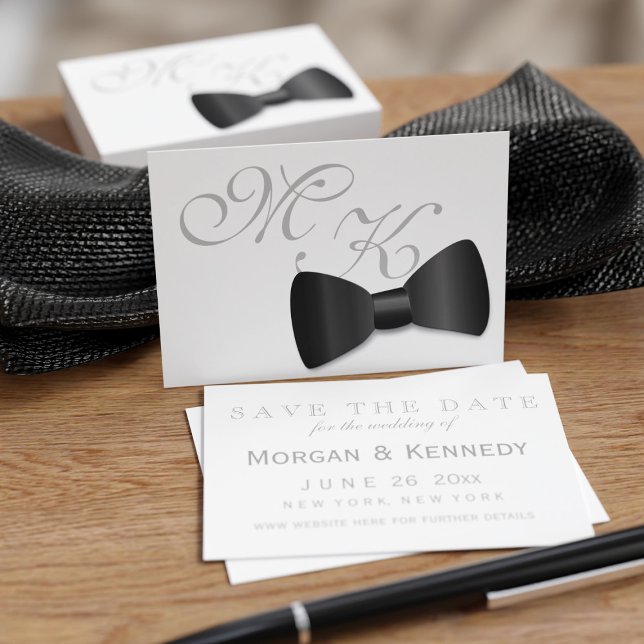 Tuxedo Wedding Bow Tie Save The Date Pack 50 Business Card (Add you details to these cost effective mighty business card sized bow tie Save the Dates)