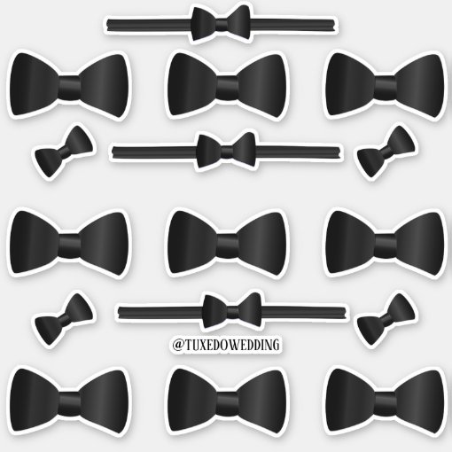 Tuxedo Wedding Bow Ties Custom-Cut Vinyl Stickers | Zazzle