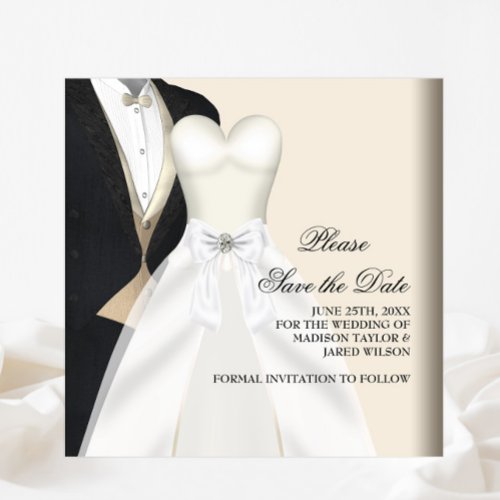 Tuxedo Wedding Dress Black White Save The Date