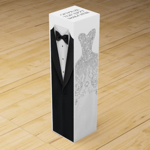 Tuxedo Wedding Dress Wine Gift Box