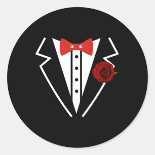 Tuxedo Wedding Fake Tux Bachelor Prom Wedding Classic Round Sticker