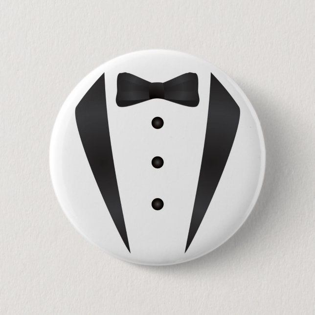 Tuxedo wedding gifts and props for groom pinback button (Front)