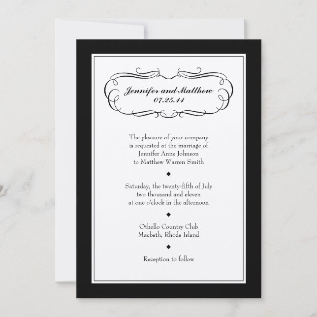 Tuxedo Wedding Invitation on Cream Paper (Front)