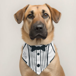 Tuxedo Wedding Name Pet Bandana Collar