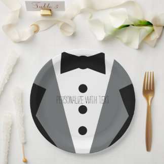 Tuxedo Wedding Paper Plates