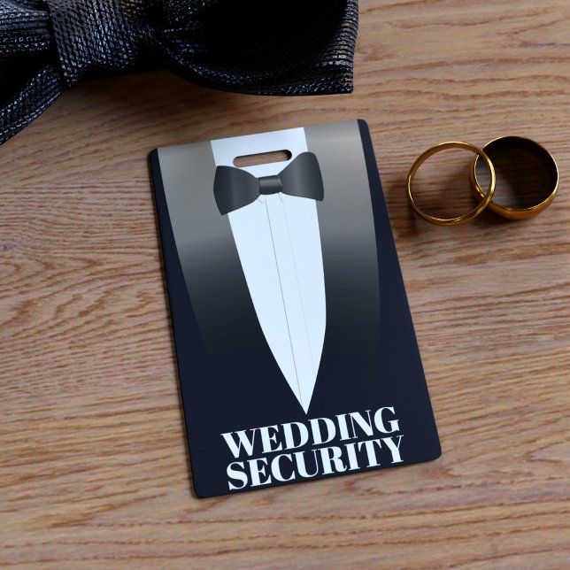 Tuxedo Wedding Security Badge (A tuxedo security badge perfect for your ring bearer. Just add your details on the reverse)
