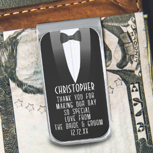 Tuxedo Wedding Thank You Groomsman Money Clip