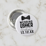 Tuxedo Wedding Usher Bridal Party Button<br><div class="desc">Add your wedding usher's name and your wedding date and attach to your wedding usher. You can add a color to the background to suit your wedding color theme. I went with classic black and white.</div>