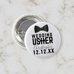 Tuxedo Wedding Usher Bridal Party Button