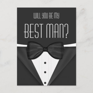 Tuxedo Will You Be My Best Man Wedding Postcard