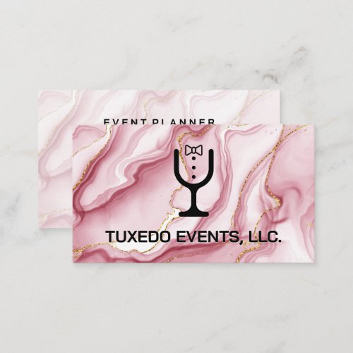 Tuxedo Wine Glass Logo  Catering Events  Business Card