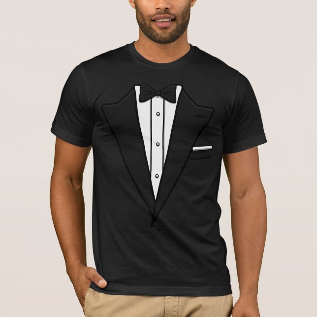 Tuxedo With Black Bow Tie T-Shirt (Front)