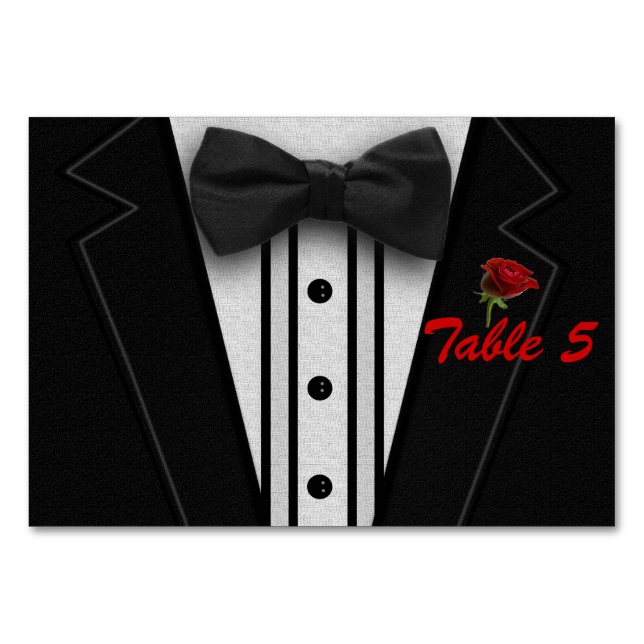 Tuxedo with Bow Tie Monogram Table Number (Front)
