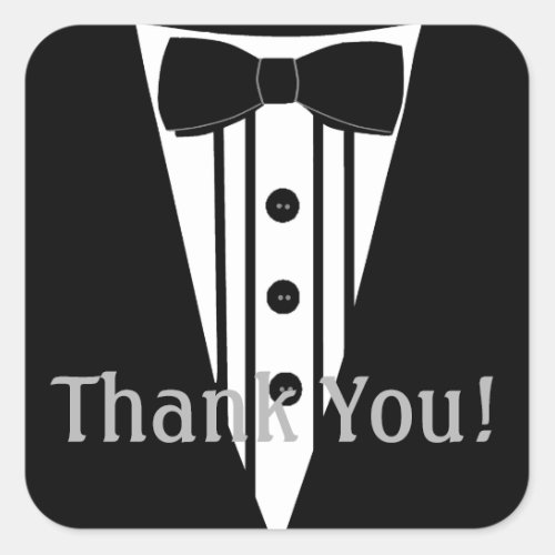 Tuxedo with Bow Tie Thank You Square Sticker