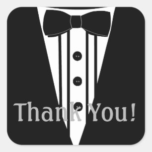 Tuxedo with Bow Tie Thank You Square Sticker